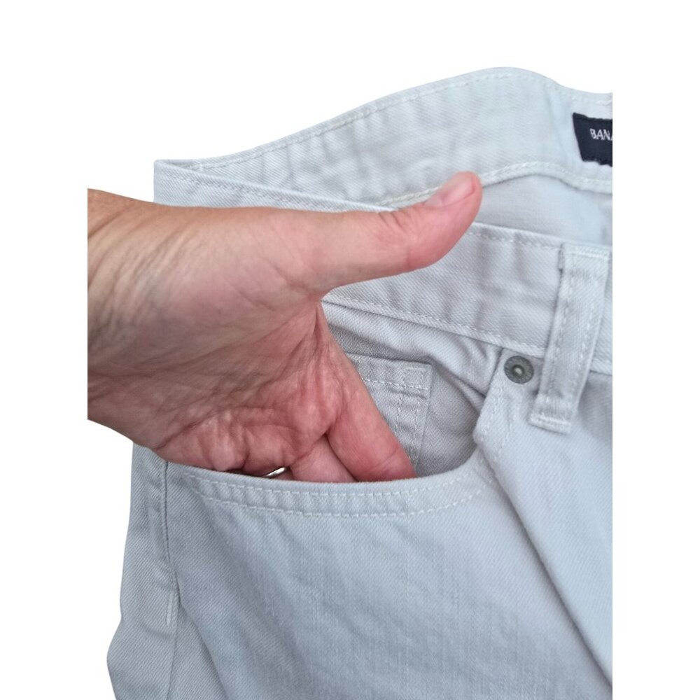 Banana Republic Slim Straight Mens Jeans 32x30 Off White Cotton Blend - Picture 4 of 6